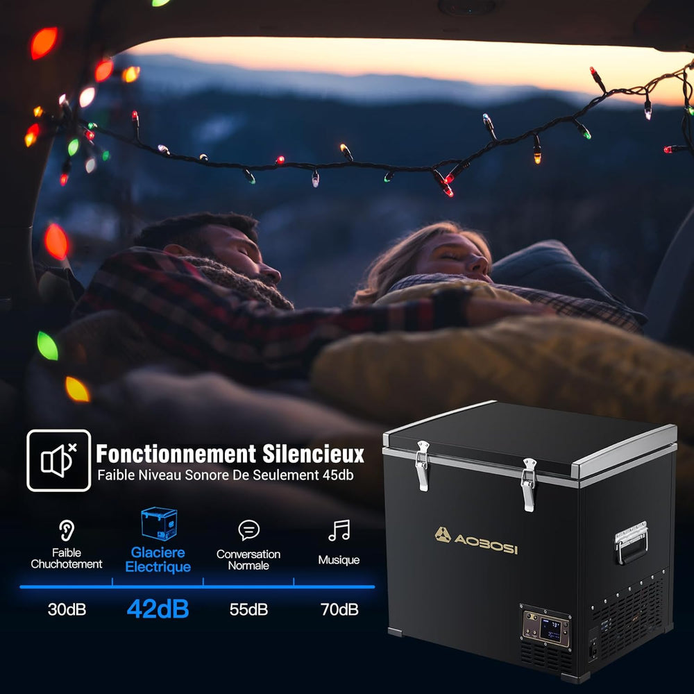 AAOBOSI 45L Glacière à Compresseur, Glaciere Électrique -20℃ à 20℃, Frigo Camion APP&Bouton Contrôle, 12/24V DC et 100-240V AC Glaciere Camping Pour Voiture, Camion, Bateau et Prise De Courant