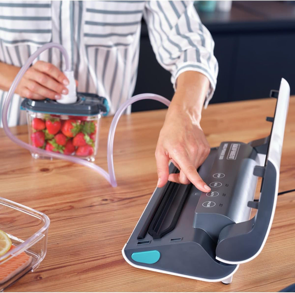 Leifheit Machine de mise sous vide alimentaire Vacu Power 500, appareil pour emballage sous vide + 10 sacs sous vide alimentaire (20 x 30 cm)