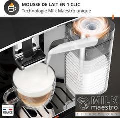 Krups Sensation C50, Machine à café grains, machine expresso, 5 boissons accès direct, Interface tactile, Facile à utiliser, Nettoyage automatique, Buse vapeur Cappuccino, Fabriqué en France EA910810