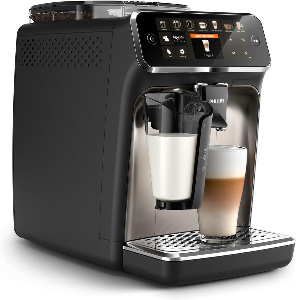 Philips Série 5400 Machine Expresso - Café à Grain - LatteGo Mousseur à Lait, 12 Spécialités de Café, Affichage Intuitif, 4 Profils Utilisateur, Noir (EP5441/50)