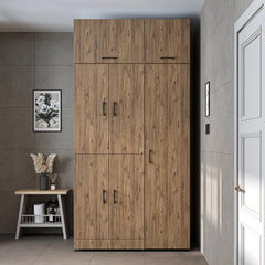 ROOMART Dora - Armoire de machine à laver - Pour sèche-linge et machine à laver - En 4 couleurs - Avec portes et panneau coulissant - Blanc - Chêne blanc - Chêne anthracite - Chêne blanc (chêne blanc)