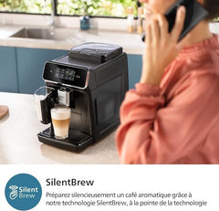Philips Série 2200 Machine Expresso Automatique - 2 Boissons, Mousseur à Lait Classique, Écran Tactile, Broyeur Céramique, Aroma Seal, Noir Mat (EP2220/10)