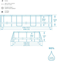 Bestway 56946 Piscine Power Steel™ Swim Vista ovale 488 x 305 x 107 cm motif rotin avec hublots, filtration à sable, échelle, bâche et diffuseur Chemconnect™