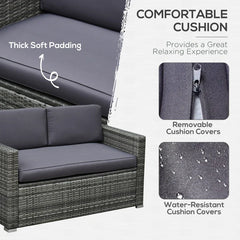 Ensemble de meubles de patio 4 pièces, canapé en osier de rotin, ensemble de luxe pour extérieur, ensemble de meubles de jardin avec coussins pour porche, jardin, balcon au bord de la piscine, gris