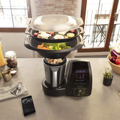Cecotec Robot de Cuisine Mambo Black. 23 Fonctions, 10 Niveaux de Température, 1700W, 2,5 kg de Pâte, Cruche de 3,3L, 10 Vitesses, Minuterie, Température Réglable de 37 °C à 120 °C