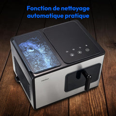 MEDION Ice maker (ice cube size small & large, 2.6 litre water tank, short production time approx. 10 minutes, crystal clear ice cubes, self-cleaning, control window, screen,