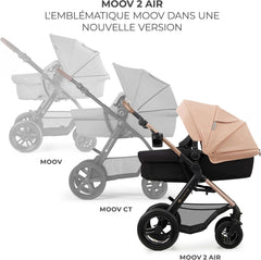 Kinderkraft MOOV2 Poussette 3 en 1, Système de voyage de la naissance à 27 kg, Siège auto Mink PRO I-Size inclus, Capote extensible avec filtre UPF50+, Accessoires pratiques, Gris