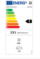 METRO Professional Congélateur bahut GHF2700S, acier, 188 x 73.5 x 94.5 cm, 700 L, 125 W, 3 paniers, éclairage LED, avec serrure, blanc/gris