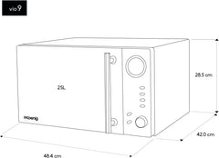 H.Koenig Four à Micro-ondes Compact Digital 20L VIO2, 700W, Plateau tournant 24,5cm, Multifonction Programmable 6 niveaux de chauffe, Décongélation et Express, Minuterie 60min, Effet mirroir noir