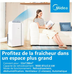 MIDEA Climatiseur PortaSplit Mobile Silencieux 4-in-1| 12000 BTU | Chauffage et Climatisation Portable Prêt à Poser 3,5kW- Clim Mobile avec rafraîchisseur, déshumidificateur, chauffage,ventilateur