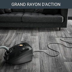 Rowenta Green Force Max Silence Vacuum Cleaner with Bag, 900 W Max, High Filtration, Quiet, Eco-Responsible, Made in France, Black/Aluminium RO6136EA