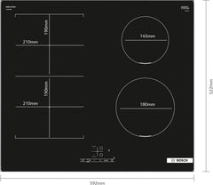 Bosch PUJ611BB5E, Série 4, Plaque induction, 3 feux, 60 cm, Noir, Sans cadre
