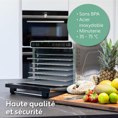 Vita5 Nobel Pro6 Deshydrateur Alimentaire avec 6 Plateaux en Inox - Déshydrateur avec Minuterie 24h et Température 35-75 °C - Deshydrateur Viande, Fruits, Champignons - 650W Déshydrateur Alimentaire