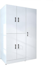 ROOMART Dora - Armoire de machine à laver - Pour sèche-linge et machine à laver - En 4 couleurs - Avec portes et panneau coulissant - Blanc - Chêne blanc - Chêne anthracite - Chêne blanc (chêne blanc)