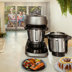 Cecotec Robot de Cuisine Mambo Black. 23 Fonctions, 10 Niveaux de Température, 1700W, 2,5 kg de Pâte, Cruche de 3,3L, 10 Vitesses, Minuterie, Température Réglable de 37 °C à 120 °C
