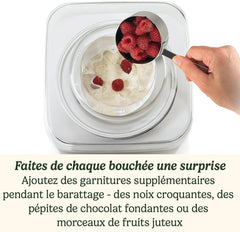 Cuisinart Sorbetière - Fait de la crème glacée, du gelato, du sorbet et du yogourt glacé en 40 minutes - Desserts maison - Facile à utiliser - Acier inoxydable - ICE100BCU
