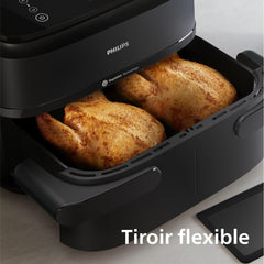 Philips Air Fryer 3000 Series Double Basket - Healthy, Fast and Versatile Cooking, 9 Litre Capacity, Touch Screen, Two Drawer Design (NA350/00)