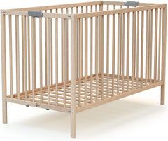 WEBABY - Lit bébé pliant 60x120cm Blanc | Bois massif | Dès la naissance |Confort de sommeil | Sommier à lattes | Compact | Transportable | Pliable |Gain de place | Lit de voyage