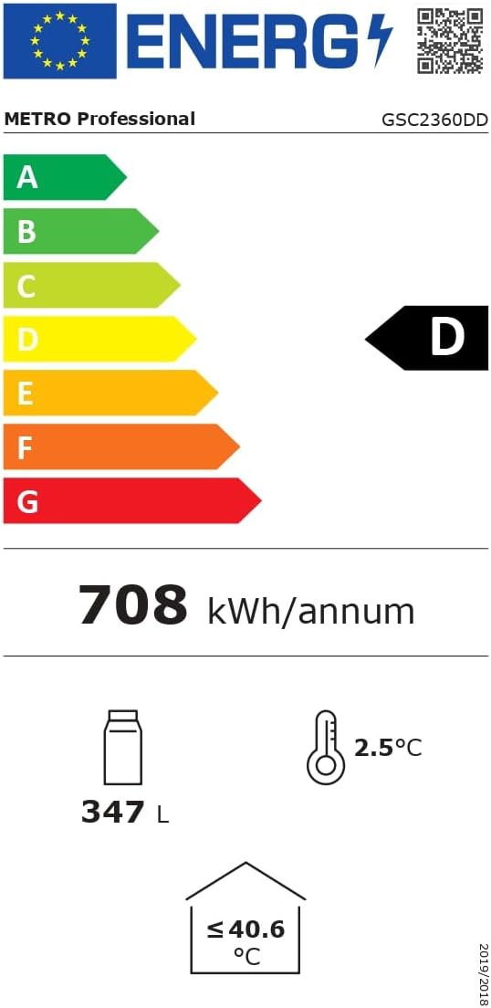 METRO Professional Réfrigérateur à Boissons GSC2360B, Acier/Verre, 62 x 63.6 x 175.3 cm, 347 L, avec Serrure, Noir