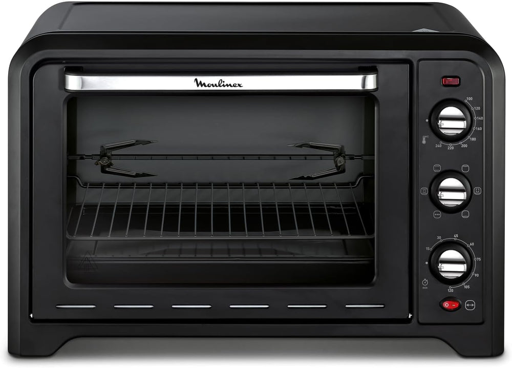 Moulinex Four électrique 39 L, 7 modes de cuisson, Chaleur tournante, Thermostat réglable jusqu’à 240° C, Tournebroche, Minuteur 120 min, Grille réversible, Optimo noir OX485810