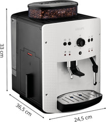 Krups Coffee Bean Machine, 1.7 L, 2 Cups Simultaneously, Automatic Cleaning, Steam Nozzle for Cappuccino, Espresso Maker, Essential Black YY8125FD