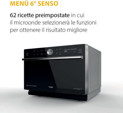 Whirlpool MWSC 9133 SB Supreme Chef Combination Microwave with Grill + Steam, 33 Litres, Technology 6th Sense, Turntable
