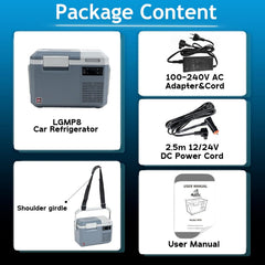 Alpicool LGMP8 8L Glaciere Portable Réfrigérateur Voiture Camping Congélateur 12/24V Mini Frigo pour Maison, Bureau ou Pique-Nique en Plein Air/ -20 à 20℃(Batterie Non Incluse)