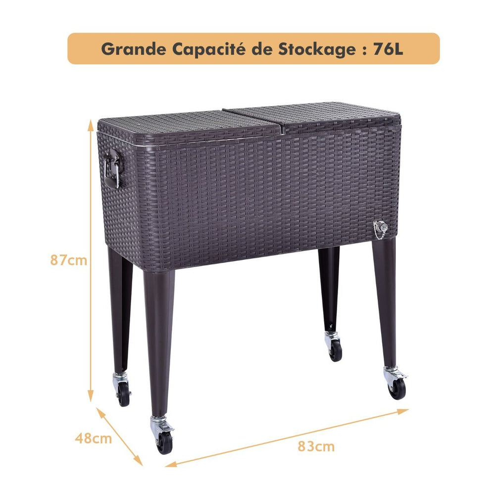 Glacire Roues Verrouillables 76L Dessert de Glace avec Dcapsuleur et Rceptacle Capsules en PP de haute alimentaire Garder au Frais 72h 83 x 48 x 87 CM -