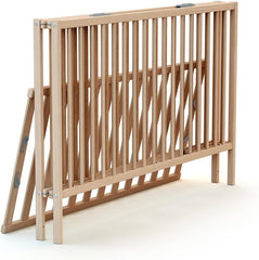 WEBABY - Lit bébé pliant 60x120cm Blanc | Bois massif | Dès la naissance |Confort de sommeil | Sommier à lattes | Compact | Transportable | Pliable |Gain de place | Lit de voyage