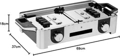 WMF Master-Grill électrique, 2400W, Grande surface 28x50cm, Revêtement antiadhésif, Plaques amovibles compatibles lave-vaisselle, Inox 18/10 Cromargan, Lono 0415280011