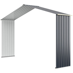 Abri de Jardin en Métal & Extension 10.85㎡ avec 2 Portes Coulissantes Verrouillables 4 Trous d’Aération Gris pour Vélo