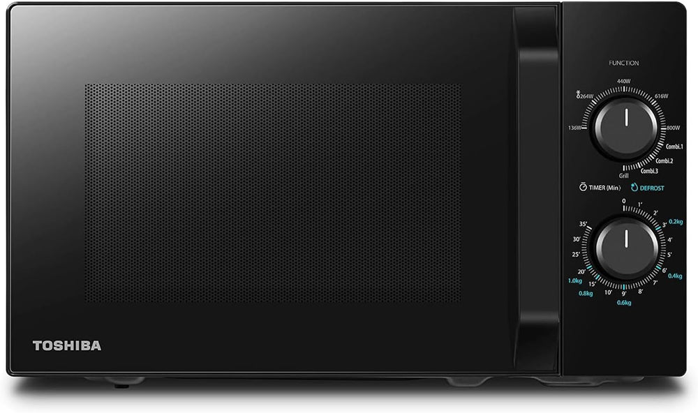 Toshiba Micro-ondes 20L MW2-MM20P(BK), Micro-ondes sur Pied, 800W, 5 Niveaux de Puissance, avec Décongélation Facile, éclairage LED à l'intérieur, Noir
