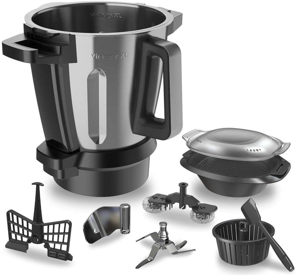 Cecotec Robot de Cuisine Mambo Black. 23 Fonctions, 10 Niveaux de Température, 1700W, 2,5 kg de Pâte, Cruche de 3,3L, 10 Vitesses, Minuterie, Température Réglable de 37 °C à 120 °C