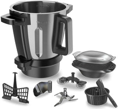 Cecotec Robot de Cuisine Mambo Black. 23 Fonctions, 10 Niveaux de Température, 1700W, 2,5 kg de Pâte, Cruche de 3,3L, 10 Vitesses, Minuterie, Température Réglable de 37 °C à 120 °C
