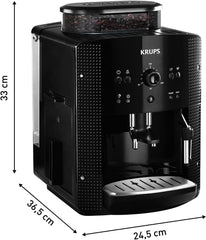 Krups EA8108 fully automatic coffee machine (automatic cleaning, 2 cup function, milk system with CappucinoPlus nozzle, 15 bar, coffee machine, espresso) black