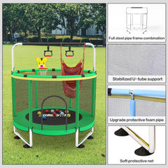 Trampoline pour Enfants, Trampoline réglable pour bébé avec Panier de Basket-Ball, Trampoline intérieur et extérieur de 200 kg avec enclos