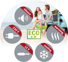SEVERIN KB 2922 Electric Cooler (19 L) with Cooling and Keep Warm Function, Car Cooler with 2 Connections (Power Supply and Cigarette Lighter), Cool Box Green/Grey