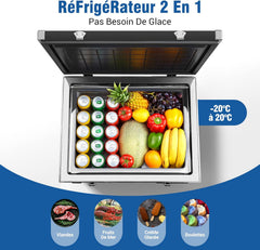 AAOBOSI 45L Glacière à Compresseur, Glaciere Électrique -20℃ à 20℃, Frigo Camion APP&Bouton Contrôle, 12/24V DC et 100-240V AC Glaciere Camping Pour Voiture, Camion, Bateau et Prise De Courant