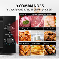 Toshiba Micro-ondes 20L MW2-MM20P(BK), Micro-ondes sur Pied, 800W, 5 Niveaux de Puissance, avec Décongélation Facile, éclairage LED à l'intérieur, Noir