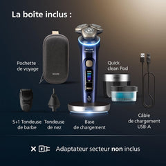 Philips Rasoir i9000 Prestige Ultra, Rasoir électrique 100% étanche, Technologie Skin IQ Pro, Système Triple Lift & Cut, Lames de précision NanoTech rotatives 360°, 5 modes de rasage, XP9401/38