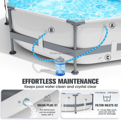 LanBlu Piscine Tubulaire Ronde 300 x 300 x 76cm, Piscine Hors Sol Ronde avec Matériau Anti-Crevaison, Grande Piscines Steel Frame Adulte Vidange Rapide, Piscines Tubulaire Jardin pour Toute la Famille