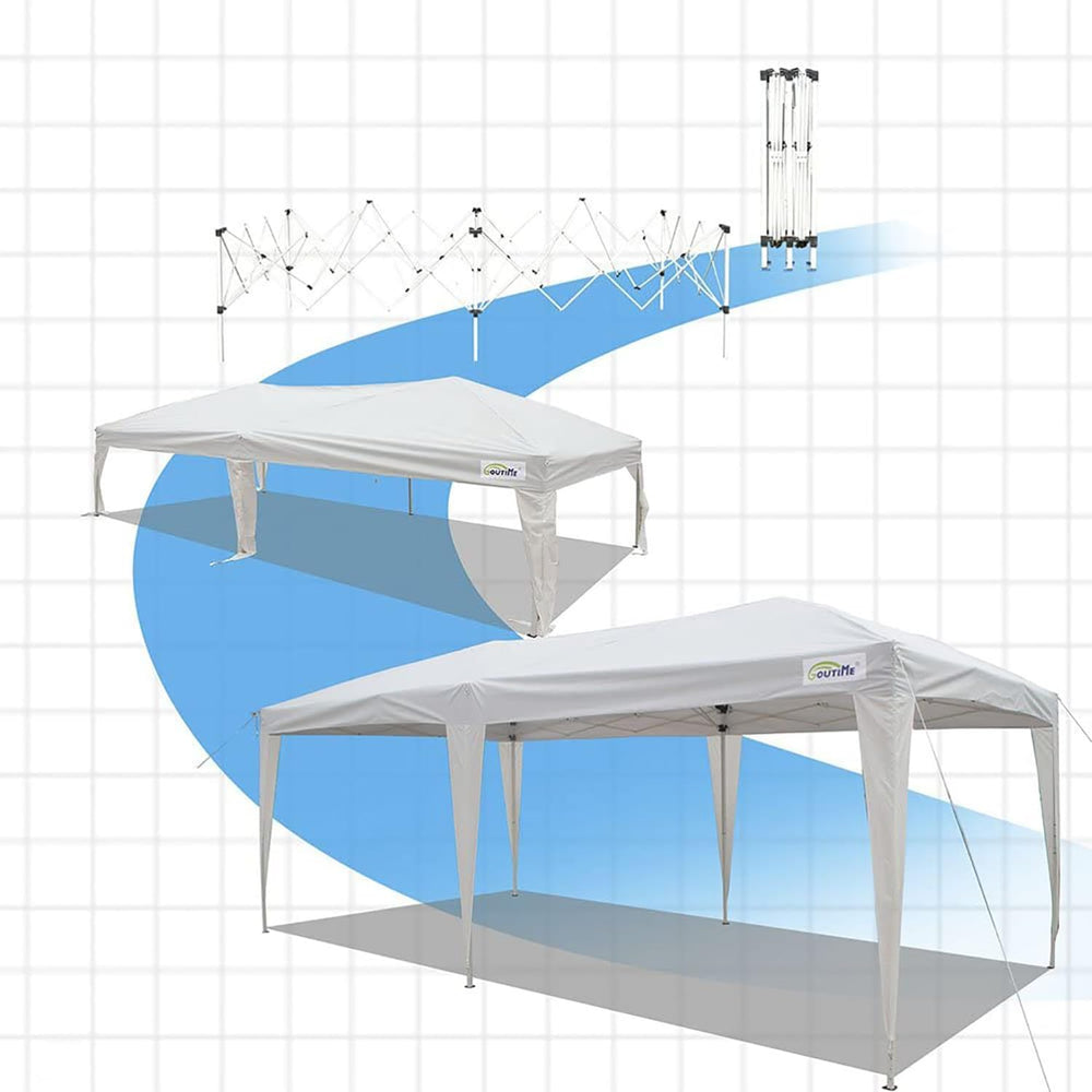 Goutime tonnelle Pliante 3x6,Pop up canopée Gazebo Tente de fête,4 Murs détachables Même Sac à roulettes,abri de Jardin Exterieur,Tente de réception(Blanc)