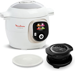 Moulinex, Cookeo Multicuiseur intelligent 6L, 150 recettes intégrées, Cuisson sans surveillance, Ecran intuitif, Guide de cuisson, Application MyMoulinex, 1600W, Blanc, 15 ans réparabilité