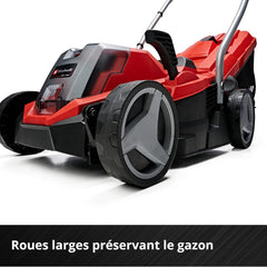 Einhell Tondeuse à gazon sans fil GE-CM 18/33 Li Kit Power X-Change (18V, Largeur de Coupe 33cm, Surface conseillée 200 m²) Livré avec Batterie 4,0 Ah et Chargeur
