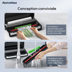 FRESKO Automatic Vacuum Sealer Machine, 140 Watts, Hands-Free Vacuum Machine, Dry/Wet Detection, 2 Roll Bag, Built-in Cutter and Bag Storage (AutoMax V8)