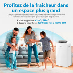 MIDEA Climatiseur PortaSplit Mobile Silencieux 4-in-1| 12000 BTU | Chauffage et Climatisation Portable Prêt à Poser 3,5kW- Clim Mobile avec rafraîchisseur, déshumidificateur, chauffage,ventilateur