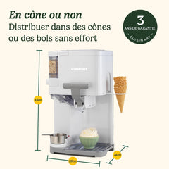Cuisinart Sorbetière | machine à crème glacée, yaourt glacé, gelato, sorbet, sans produits laitiers | Distributeur de garniture | facile à utiliser | 1.42L fait 6 portions | Prêt en 20mins | ICE48U