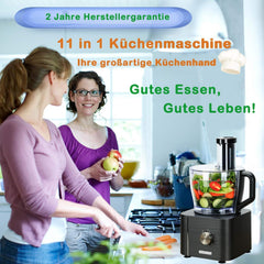TopStrong Multifunctional Food Processor, 1100 W Multifunctional Food Processor, 11 in 1 Food Processor Included Chopper, Kneader Hook, Blender, Citrus Press and Coffee Grinder, 3.2L Bowl and 1.5L