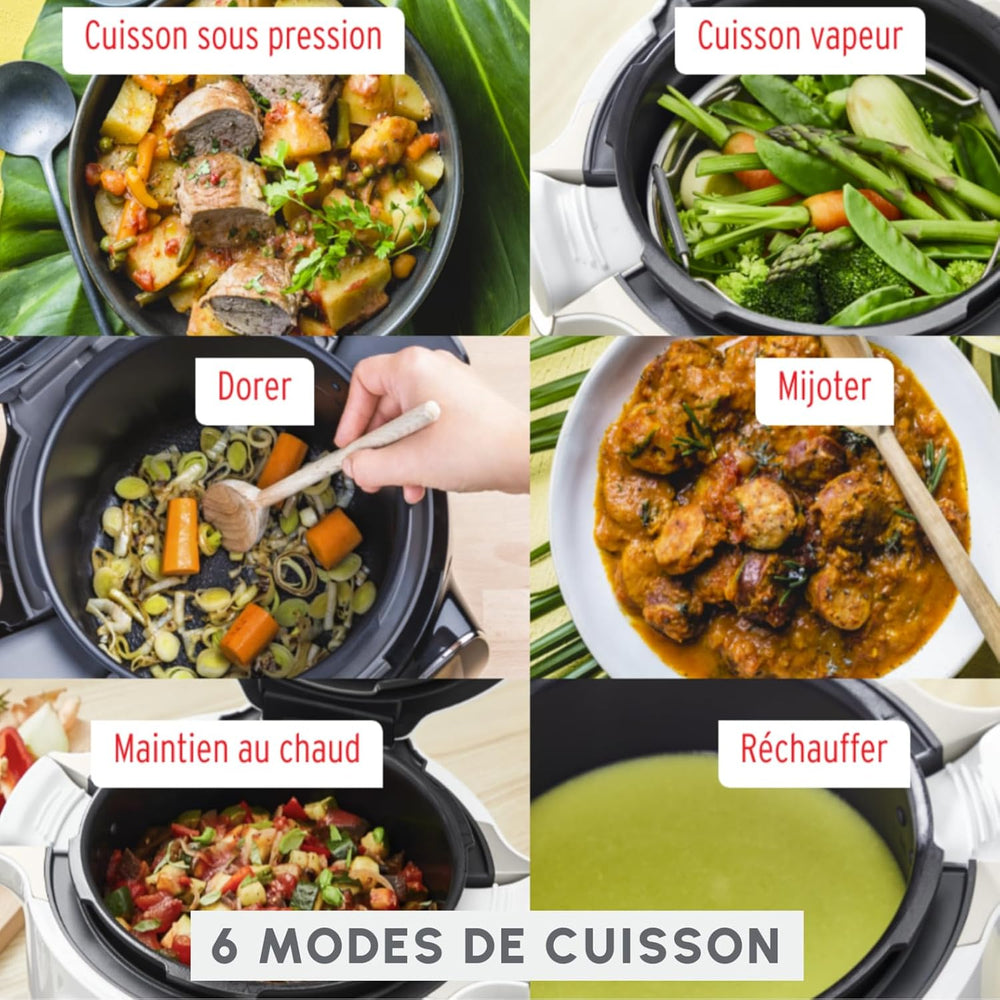 Moulinex, Cookeo Multicuiseur intelligent 6L, 150 recettes intégrées, Cuisson sans surveillance, Ecran intuitif, Guide de cuisson, Application MyMoulinex, 1600W, Blanc, 15 ans réparabilité