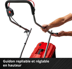 Einhell Tondeuse à gazon sans fil GE-CM 18/33 Li Kit Power X-Change (18V, Largeur de Coupe 33cm, Surface conseillée 200 m²) Livré avec Batterie 4,0 Ah et Chargeur